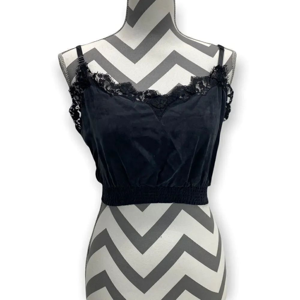 Obey No. 89 Charcoal Crop Lace Cami Style Top size XS